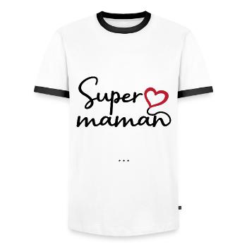 Super maman personnalisés - T-shirt contrasté Homme - blanc/noir - Devant - AI Model Female 172 light (172cm) & AI Model Male 178 dark (178cm)