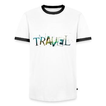 Travel - T-shirt contrasté Homme - blanc/noir - Devant - AI Model Female 172 light (172cm) & AI Model Male 178 dark (178cm)