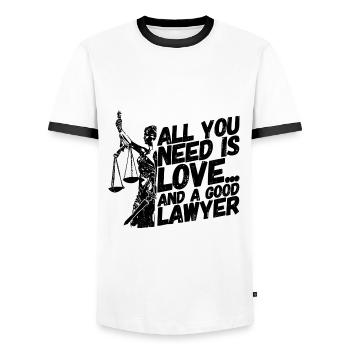 Avocat droit juge loi - T-shirt contrasté Homme - blanc/noir - Devant - AI Model Female 172 light (172cm) & AI Model Male 178 dark (178cm)