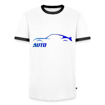 Car Sports Car Illustration - Men's Ringer Shirt - white/black - Front - AI Model Female 172 light (172cm) & AI Model Male 178 dark (178cm)