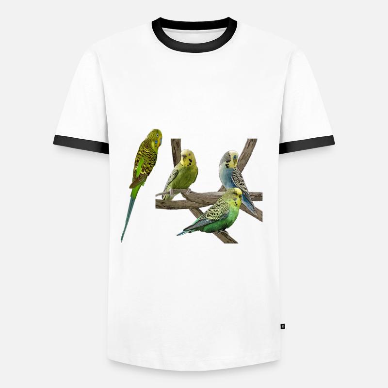 Budgerigars - Men's Ringer Shirt - white/black