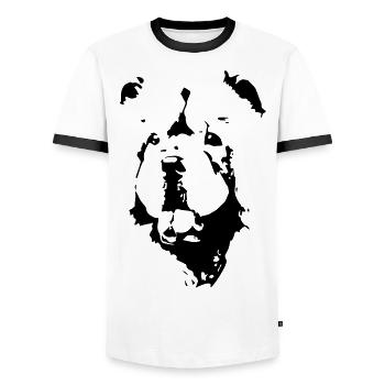 chow chow - T-shirt contrasté Homme - blanc/noir - Devant - AI Model Female 172 light (172cm) & AI Model Male 178 dark (178cm)