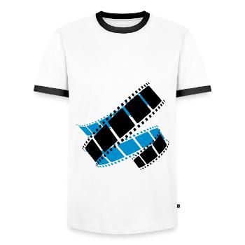 Filmrolle - Männer Kontrast-T-Shirt - Weiß/Schwarz - Vorne - AI Model Female 172 light (172cm) & AI Model Male 178 dark (178cm)