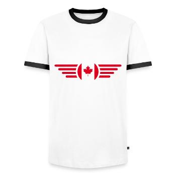 T-shirt design de style canadien - T-shirt contrasté Homme - blanc/noir - Devant - AI Model Female 172 light (172cm) & AI Model Male 178 dark (178cm)