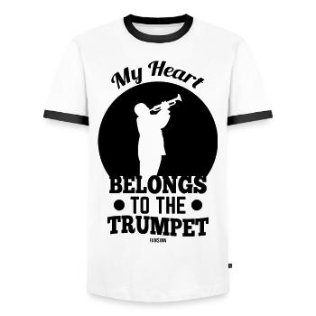 Herz Liebe Trompete Spruch - Männer Kontrast-T-Shirt - Weiß/Schwarz - Vorne - AI Model Female 172 light (172cm) & AI Model Male 178 dark (178cm)