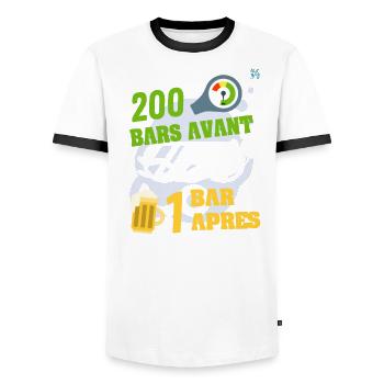 plongée sous marine : 200 bars avant, 1 bar après - T-shirt contrasté Homme - blanc/noir - Devant - AI Model Female 172 light (172cm) & AI Model Male 178 dark (178cm)