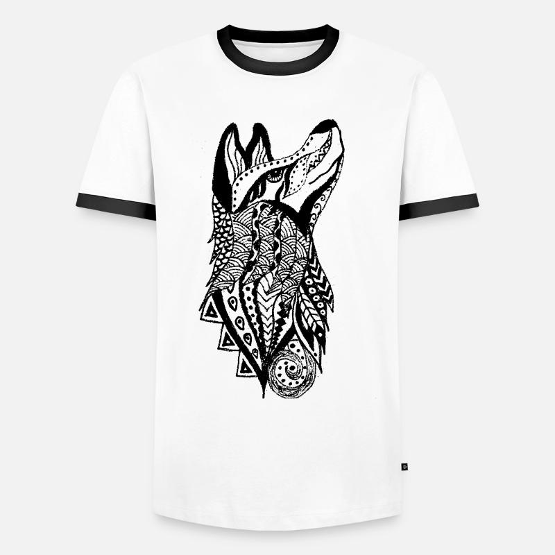 Wolf - Männer Kontrast-T-Shirt - Weiß/Schwarz