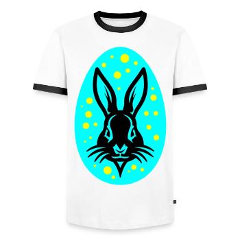 Oeuf de Pâques lapin de Pâques icône Pâques - T-shirt contrasté Homme - blanc/noir - Devant - AI Model Female 172 light (172cm) & AI Model Male 178 dark (178cm)