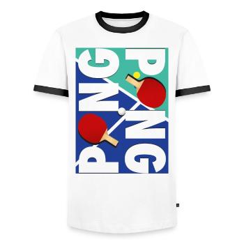 Ping Pong SportT-Shirt Game - Männer Kontrast-T-Shirt - Weiß/Schwarz - Vorne - AI Model Female 172 light (172cm) & AI Model Male 178 dark (178cm)