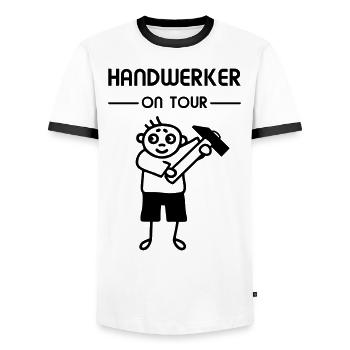 Handwerker on Tour - Hammer - Männer Kontrast-T-Shirt - Weiß/Schwarz - Vorne - AI Model Female 172 light (172cm) & AI Model Male 178 dark (178cm)