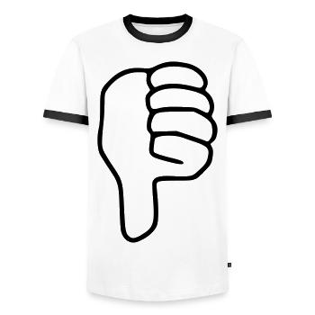 Emoji thumbs down sketch black - Men's Ringer Shirt - white/black - Front - AI Model Female 172 light (172cm) & AI Model Male 178 dark (178cm)