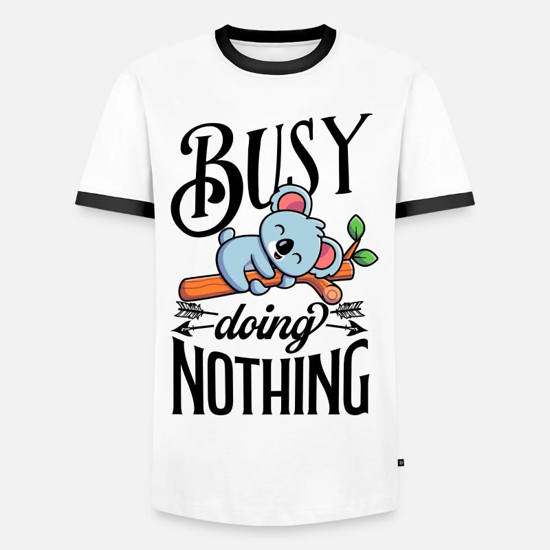 Koala busy doing nothing - Men's Ringer Shirt - white/black