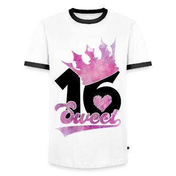 16ÈME ANNIVERSAIRE SWEET 16 - T-shirt contrasté Homme - blanc/noir - Devant - AI Model Female 172 light (172cm) & AI Model Male 178 dark (178cm)