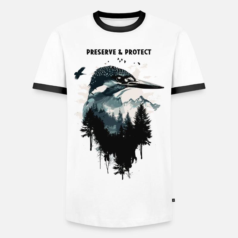 Preserve & Protect Eisvogel Vogel - Männer Kontrast-T-Shirt - Weiß/Schwarz