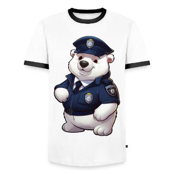 Police Polar Bear - Men's Ringer Shirt - white/black - Front - AI Model Female 172 light (172cm) & AI Model Male 178 dark (178cm)