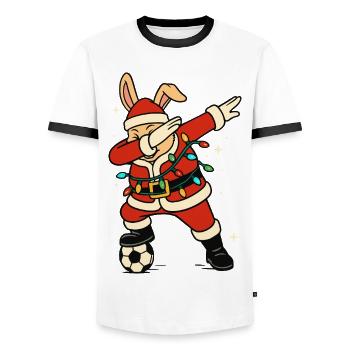 Football de football du Père Noël lapin en lapin, mignon - T-shirt contrasté Homme - blanc/noir - Devant - AI Model Female 172 light (172cm) & AI Model Male 178 dark (178cm)