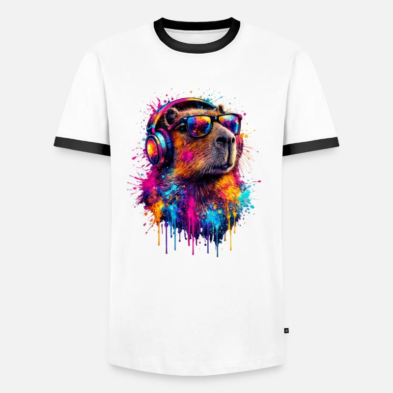Capybara - Men's Ringer Shirt - white/black