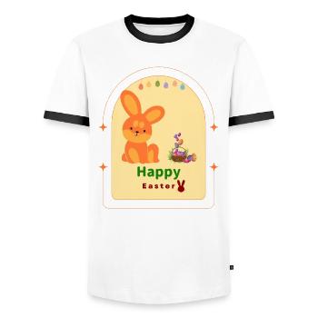 Happy Easter Easter for Easter as a gift, sweet - Men's Ringer Shirt - white/black - Front - AI Model Female 172 light (172cm) & AI Model Male 178 dark (178cm)