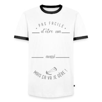 coach kitesurf formidable cadeau sport kite surf - T-shirt contrasté Homme - blanc/noir - Devant - AI Model Female 172 light (172cm) & AI Model Male 178 dark (178cm)
