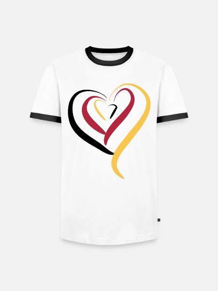 Deutschland Herz - Männer Kontrast-T-Shirt - Weiß/Schwarz