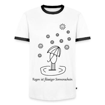 Regen ist flüssiger Sonnenschein - Männer Kontrast-T-Shirt - Weiß/Schwarz - Vorne - AI Model Female 172 light (172cm) & AI Model Male 178 dark (178cm)