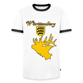 Württemberg - Männer Kontrast-T-Shirt - Weiß/Schwarz - Vorne - AI Model Female 172 light (172cm) & AI Model Male 178 dark (178cm)