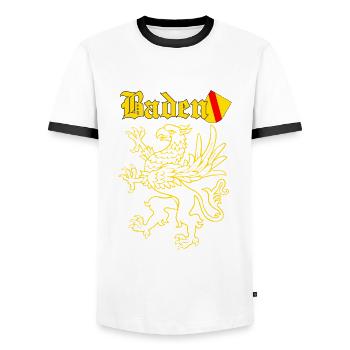 Baden - Männer Kontrast-T-Shirt - Weiß/Schwarz - Vorne - AI Model Female 172 light (172cm) & AI Model Male 178 dark (178cm)