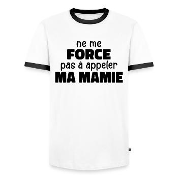 Zwinge mich nicht, meine Oma anzurufen - Männer Kontrast-T-Shirt - Weiß/Schwarz - Vorne - AI Model Female 172 light (172cm) & AI Model Male 178 dark (178cm)