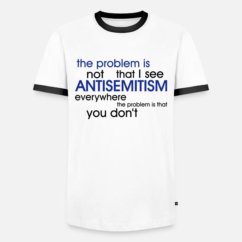 problem: ANTISEMITISM - Männer Kontrast-T-Shirt - Weiß/Schwarz