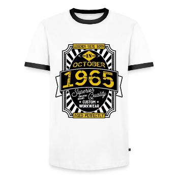 1965 OCTOBER - T-shirt contrasté Homme - blanc/noir - Devant - AI Model Female 172 light (172cm) & AI Model Male 178 dark (178cm)