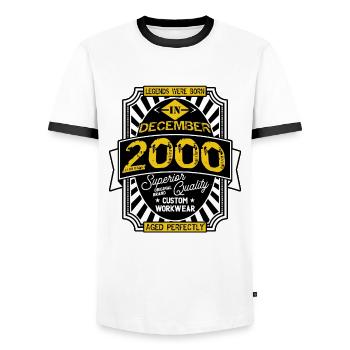 2000 DECEMBER - T-shirt contrasté Homme - blanc/noir - Devant - AI Model Female 172 light (172cm) & AI Model Male 178 dark (178cm)