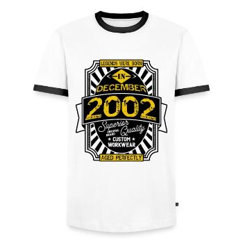 2002 DECEMBER - T-shirt contrasté Homme - blanc/noir - Devant - AI Model Female 172 light (172cm) & AI Model Male 178 dark (178cm)