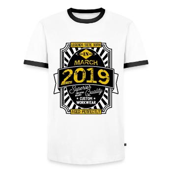 2019 MÄRZ - Männer Kontrast-T-Shirt - Weiß/Schwarz - Vorne - AI Model Female 172 light (172cm) & AI Model Male 178 dark (178cm)