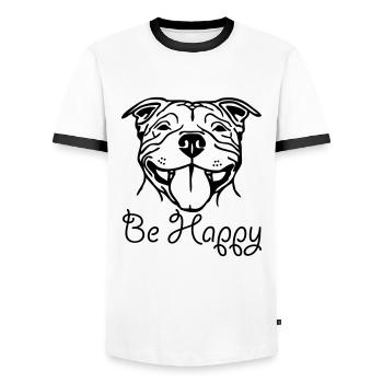 sbtsmile3 - T-shirt contrasté Homme - blanc/noir - Devant - AI Model Female 172 light (172cm) & AI Model Male 178 dark (178cm)