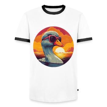 Cool Duck Sunglasses Water Sunset - Men's Ringer Shirt - white/black - Front - AI Model Female 172 light (172cm) & AI Model Male 178 dark (178cm)