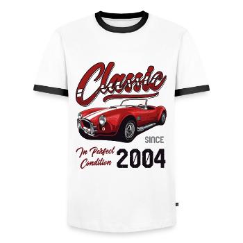Je ne suis pas vieux Je suis une voiture classique vintage née en 2004 - T-shirt contrasté Homme - blanc/noir - Devant - AI Model Female 172 light (172cm) & AI Model Male 178 dark (178cm)