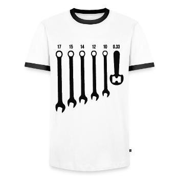 Beer Key Auto Mechanic Mechanical Gift - Men's Ringer Shirt - white/black - Front - AI Model Female 172 light (172cm) & AI Model Male 178 dark (178cm)