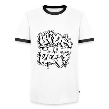 vandal or black die - Men's Ringer Shirt - white/black - Front - AI Model Female 172 light (172cm) & AI Model Male 178 dark (178cm)