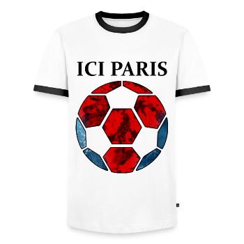 Ici Paris - T-shirt contrasté Homme - blanc/noir - Devant - AI Model Female 172 light (172cm) & AI Model Male 178 dark (178cm)