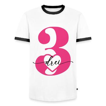 Ziffer Drei 3 mit Herz - Männer Kontrast-T-Shirt - Weiß/Schwarz - Vorne - AI Model Female 172 light (172cm) & AI Model Male 178 dark (178cm)
