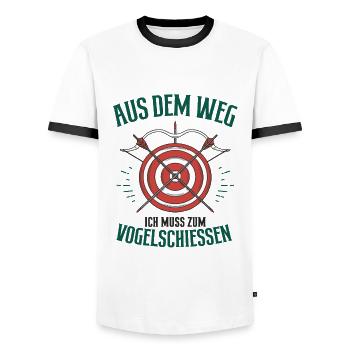 Vogelschiessen Schützenfest Bogenschießen Schütze - Männer Kontrast-T-Shirt - Weiß/Schwarz - Vorne - AI Model Female 172 light (172cm) & AI Model Male 178 dark (178cm)