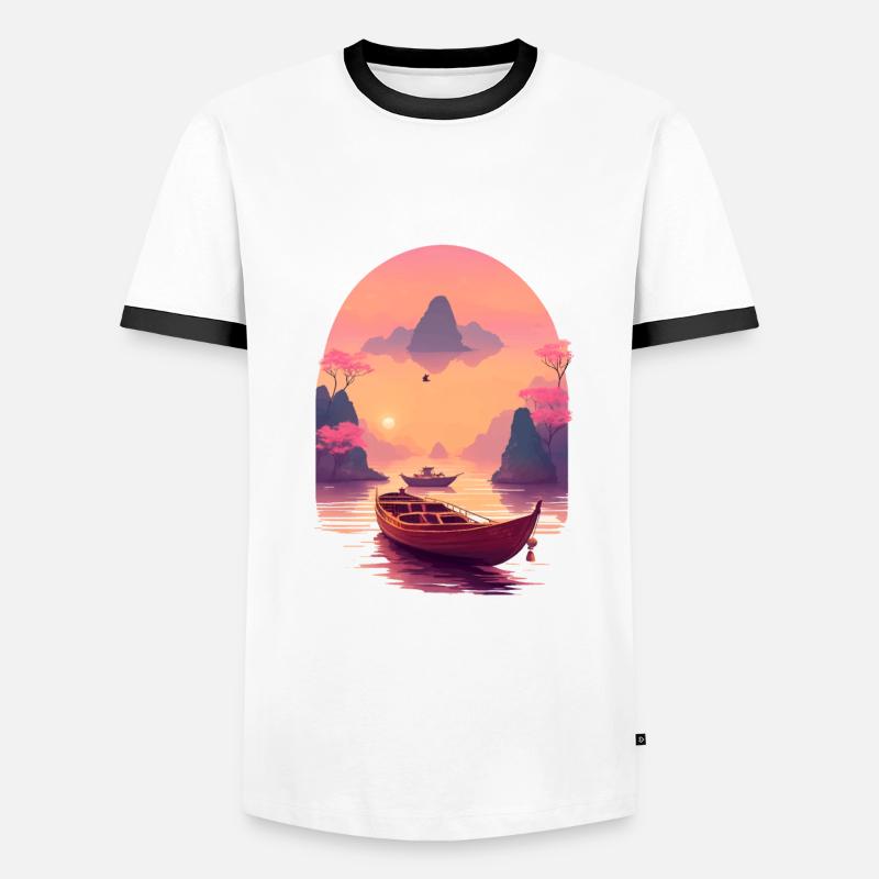 Sunset Serenade, Ninh Binh - Männer Kontrast-T-Shirt - Weiß/Schwarz