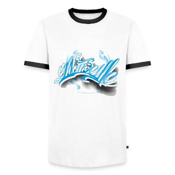 Marseille tattoo - Men's Ringer Shirt - white/black - Front - AI Model Female 172 light (172cm) & AI Model Male 178 dark (178cm)