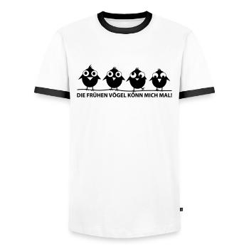 die frühen Vögel - Männer Kontrast-T-Shirt - Weiß/Schwarz - Vorne - AI Model Female 172 light (172cm) & AI Model Male 178 dark (178cm)