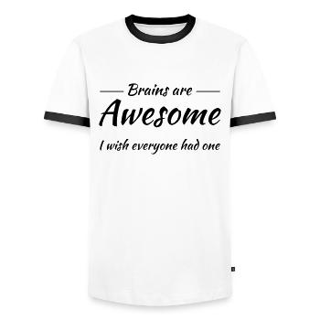 Brains are awesome! I wish everyone had one - T-shirt contrasté Homme - blanc/noir - Devant - AI Model Female 172 light (172cm) & AI Model Male 178 dark (178cm)