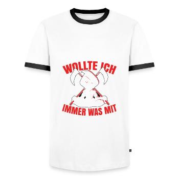 Sensenmann Comedy Tod Schnitter Knochenmann - Männer Kontrast-T-Shirt - Weiß/Schwarz - Vorne - AI Model Female 172 light (172cm) & AI Model Male 178 dark (178cm)