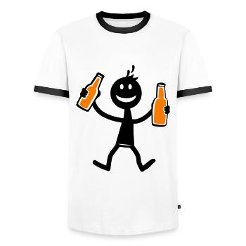 Drinking Bier - Männer Kontrast-T-Shirt - Weiß/Schwarz - Vorne - AI Model Female 172 light (172cm) & AI Model Male 178 dark (178cm)