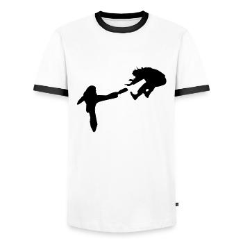 Kampf - Männer Kontrast-T-Shirt - Weiß/Schwarz - Vorne - AI Model Female 172 light (172cm) & AI Model Male 178 dark (178cm)