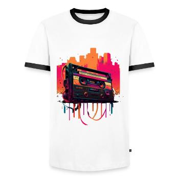 Retro Mixtape - Men's Ringer Shirt - white/black - Front - AI Model Female 172 light (172cm) & AI Model Male 178 dark (178cm)