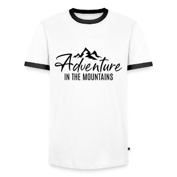 Hiking Climbing Mountain Adventure Mountains Mountain Sports - Men's Ringer Shirt - white/black - Front - AI Model Female 172 light (172cm) & AI Model Male 178 dark (178cm)